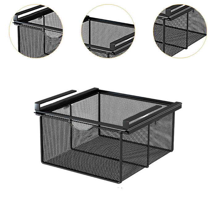 Under Shelf Wire Basket Hanging Pullout Drawer Basket for Office Home Closet Black XL