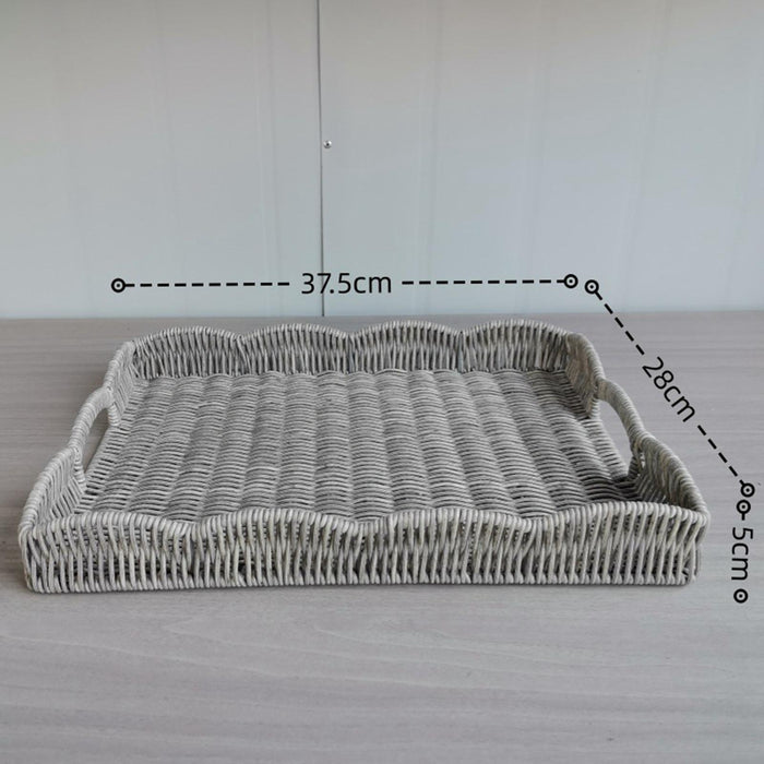 Hand Woven Serving Tray Bread Serving Basket for Camping Living Room Parties