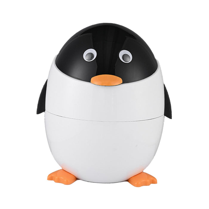 Trash Can Cute Penguin Garbage Can Flip Lid for Kitchen Bathroom Living Room