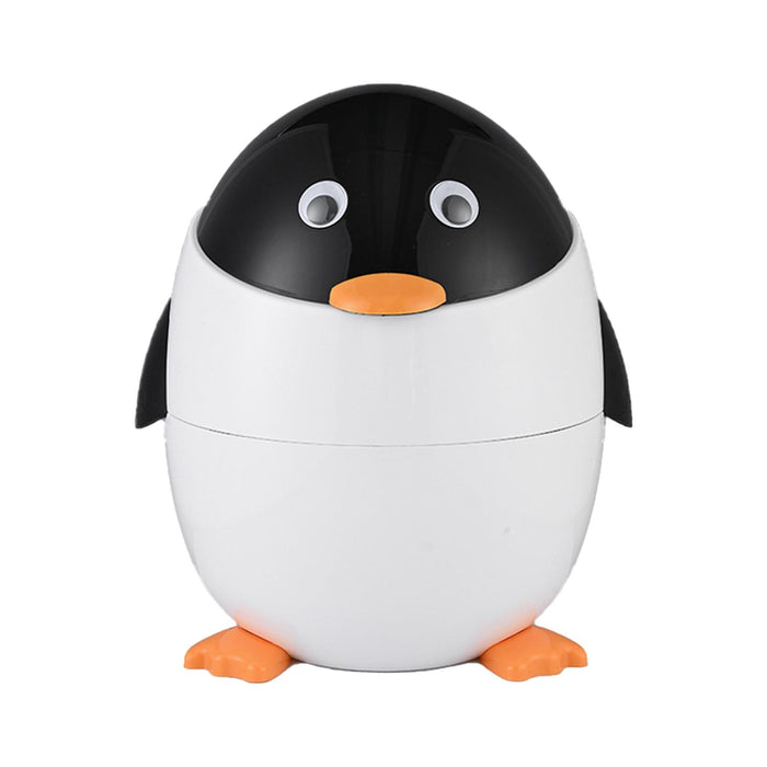 Trash Can Cute Penguin Garbage Can Flip Lid for Kitchen Bathroom Living Room