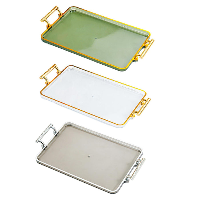 Serving Tray with Handles Rectangular Cosmetic Storage for Desk Office Hotel green