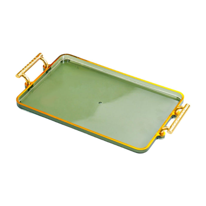 Serving Tray with Handles Rectangular Cosmetic Storage for Desk Office Hotel green