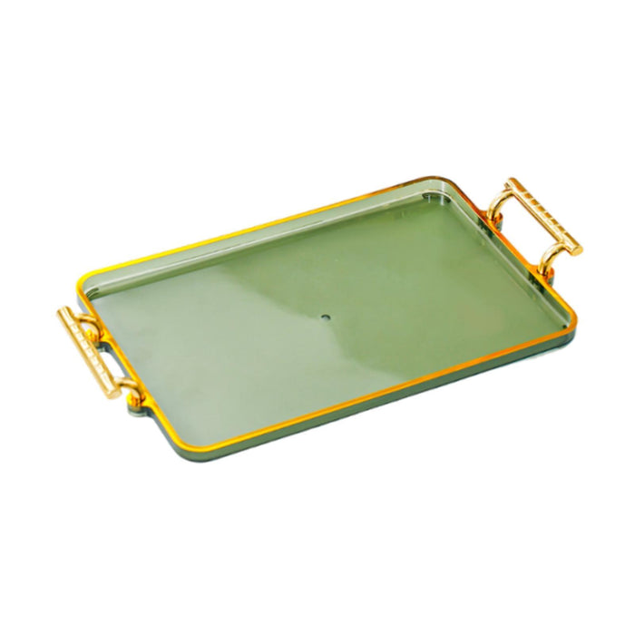 Serving Tray with Handles Rectangular Cosmetic Storage for Desk Office Hotel green