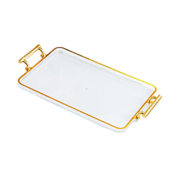 Serving Tray with Handles Rectangular Cosmetic Storage for Desk Office Hotel clear golden