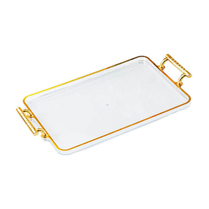 Serving Tray with Handles Rectangular Cosmetic Storage for Desk Office Hotel clear golden