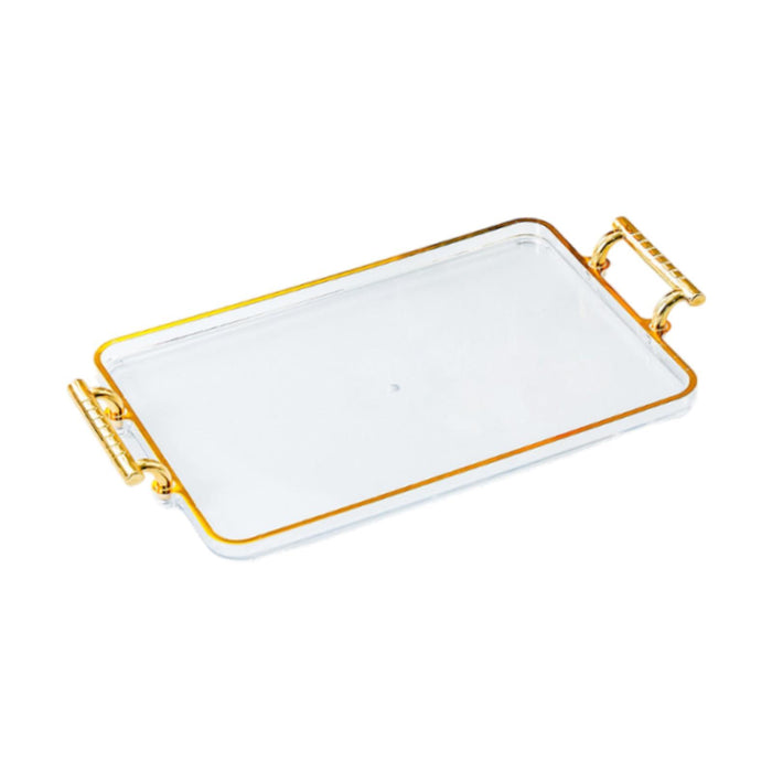 Serving Tray with Handles Rectangular Cosmetic Storage for Desk Office Hotel clear golden