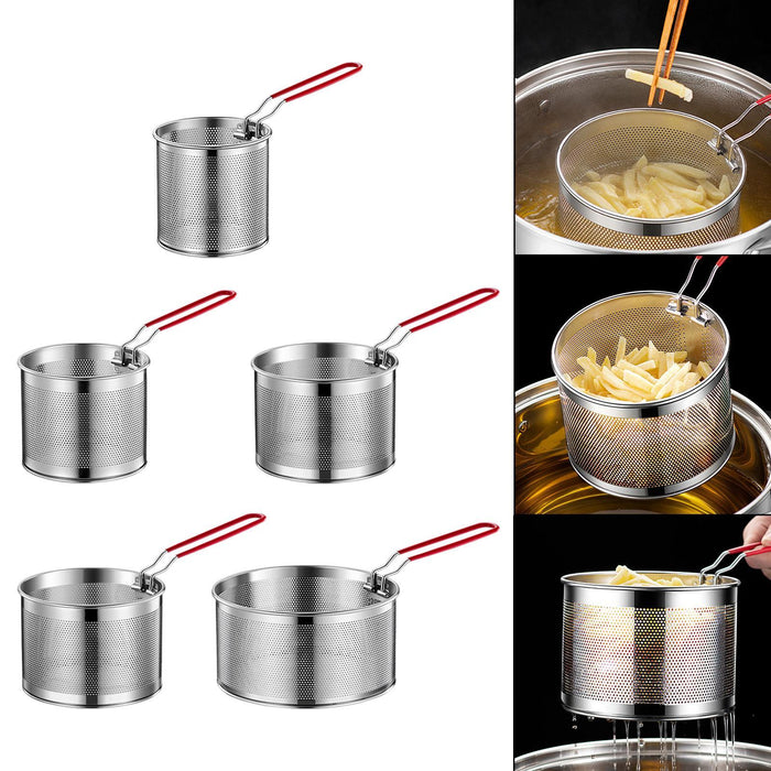 Stainless Steel Fry Basket Deep Frying for Chicken Wing French Fries Serving 12cm