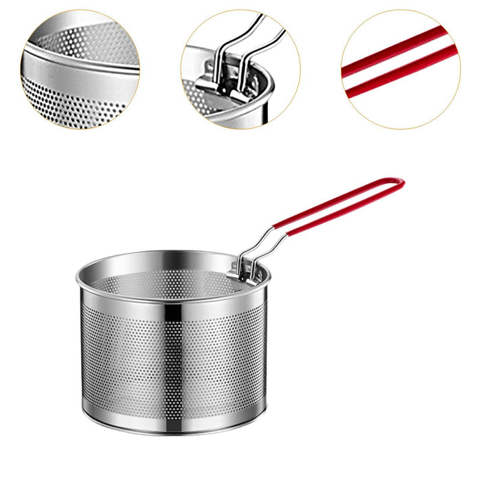 Stainless Steel Fry Basket Deep Frying for Chicken Wing French Fries Serving 16cm