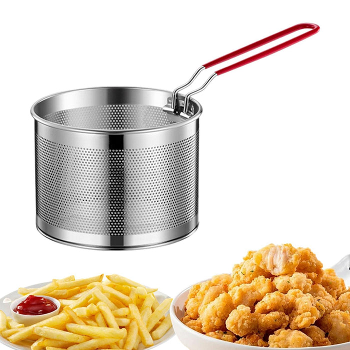 Stainless Steel Fry Basket Deep Frying for Chicken Wing French Fries Serving 16cm