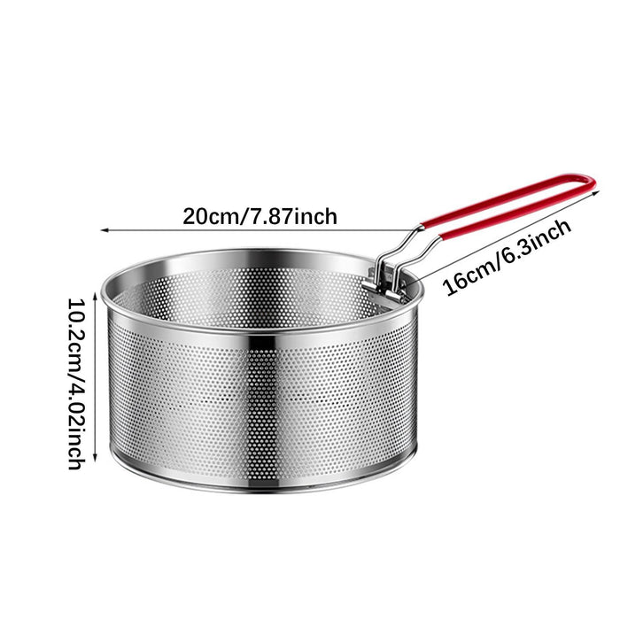 Stainless Steel Fry Basket Deep Frying for Chicken Wing French Fries Serving 20cm