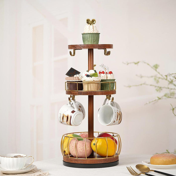 Countertop Coffee Mug Holder with Coffee Pod Basket 3 Tier Fruit Basket Bowl