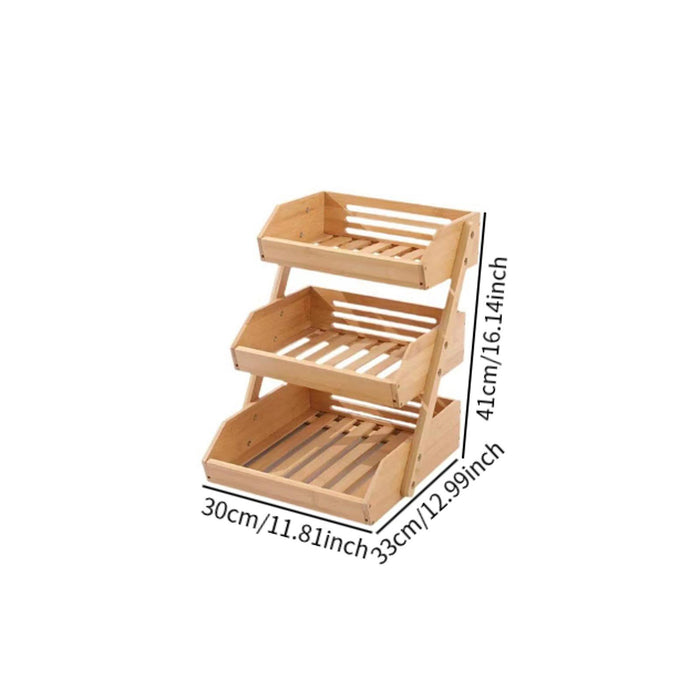 Bamboo Fruit Basket Pantry Shelves Vegetable Bread Basket for Pantry Kitchen 3 layer