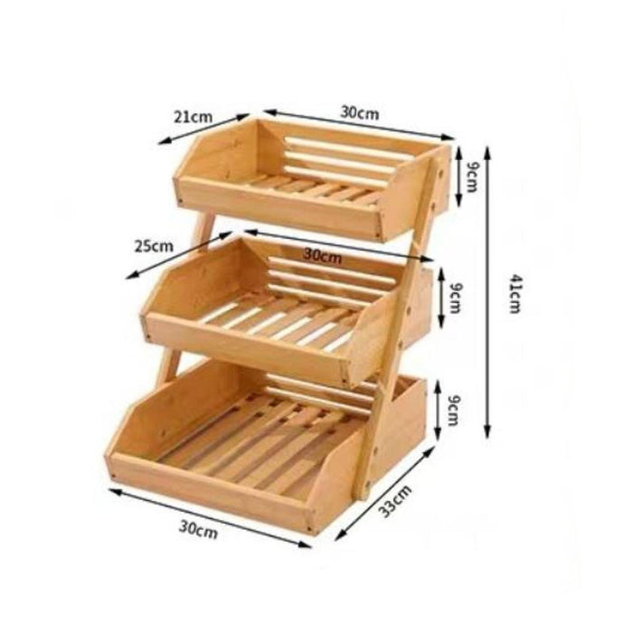 Bamboo Fruit Basket Pantry Shelves Vegetable Bread Basket for Pantry Kitchen 3 layer