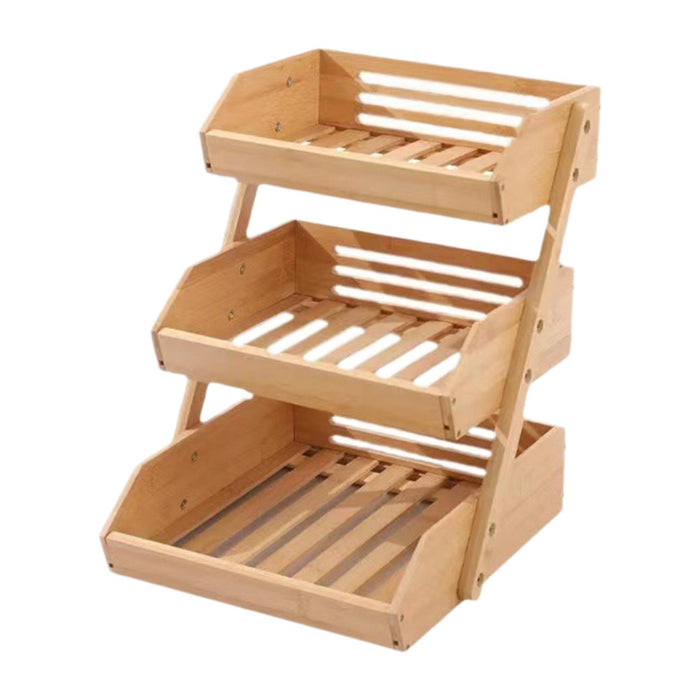 Bamboo Fruit Basket Pantry Shelves Vegetable Bread Basket for Pantry Kitchen 3 layer