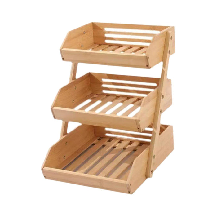 Bamboo Fruit Basket Pantry Shelves Vegetable Bread Basket for Pantry Kitchen 3 layer