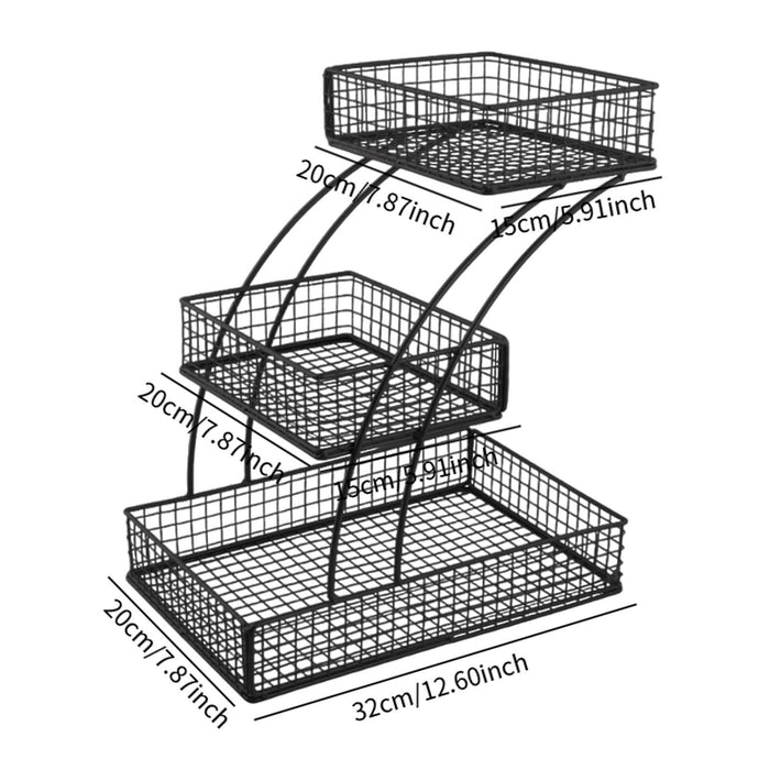 Crofta 3 Tier Countertop Fruit Basket Iron Fruit Holder for Potatoes Produce Onions Black