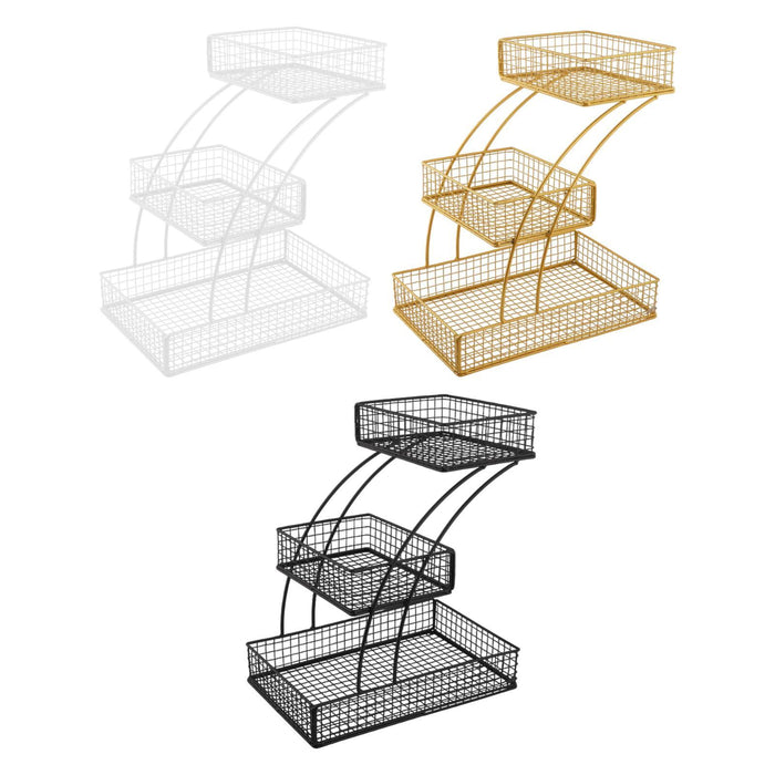 Crofta 3 Tier Countertop Fruit Basket Iron Fruit Holder for Potatoes Produce Onions Black