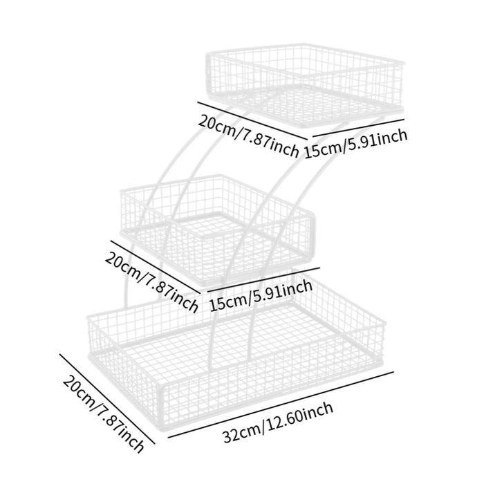 Crofta 3 Tier Countertop Fruit Basket Iron Fruit Holder for Potatoes Produce Onions White