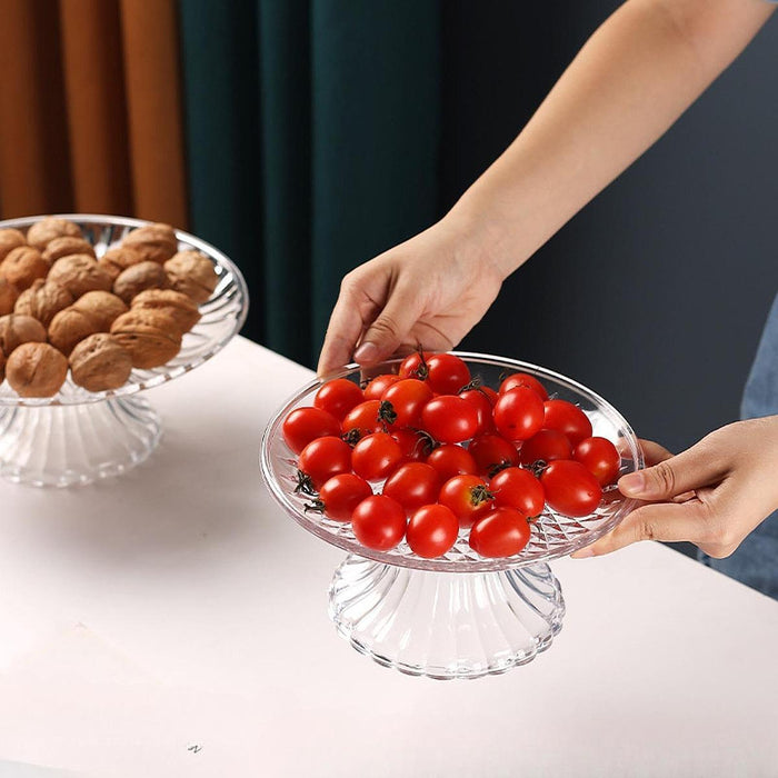 Clear Fruit Plate Organizer Food Storage Dish Dessert Display Plate for Home 25cm