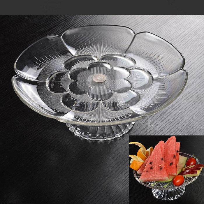 Clear Fruit Plate Organizer Food Storage Dish Dessert Display Plate for Home 25cm