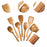 Wooden Kitchen Utensil Set Solid Spoon Fork for Mixing Stirring Serving 9 pieces