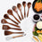 Wooden Kitchen Utensil Set Solid Spoon Fork for Mixing Stirring Serving 10 pieces