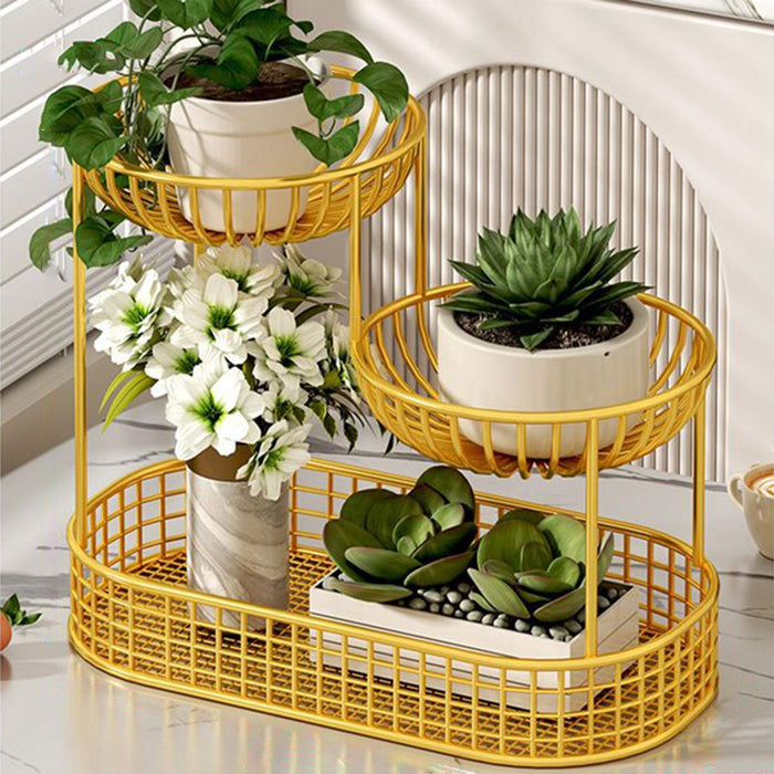 Cosmetic Rack Multi Layer Design Kitchen Storage Rack for Kitchen Countertop Large Gold