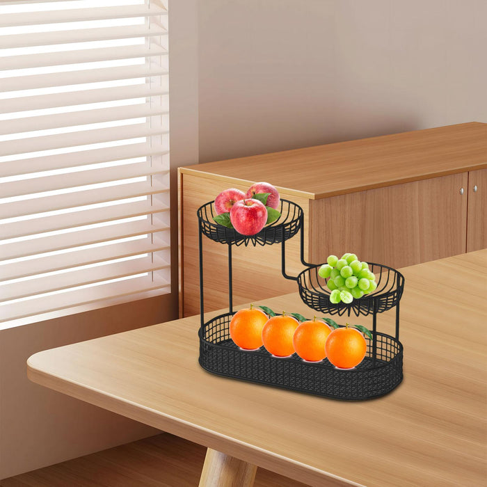 Cosmetic Rack Multi Layer Design Kitchen Storage Rack for Kitchen Countertop Small Black