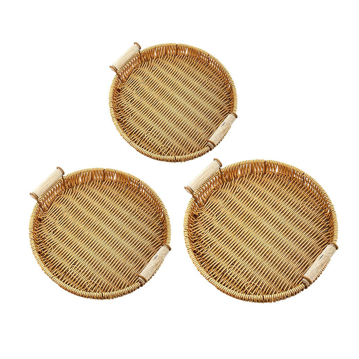 Woven Serving Tray Round Decorative Fruit Basket for Restaurant Party Picnic S