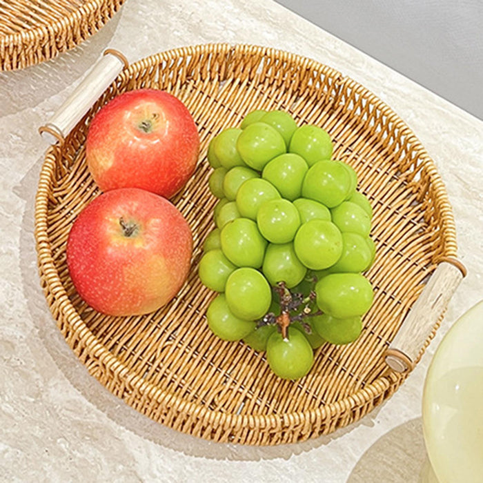 Woven Serving Tray Round Decorative Fruit Basket for Restaurant Party Picnic S