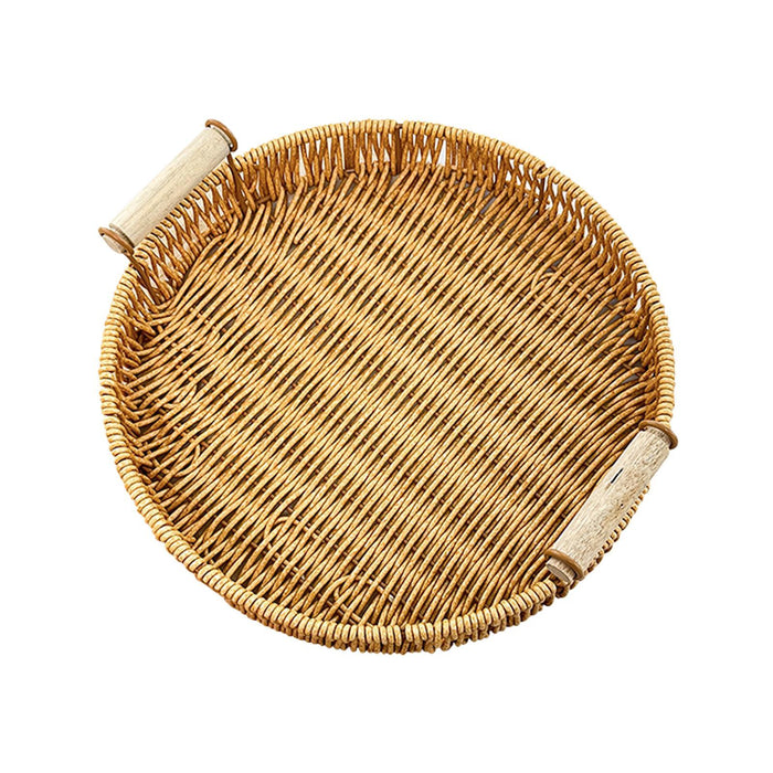 Woven Serving Tray Round Decorative Fruit Basket for Restaurant Party Picnic S