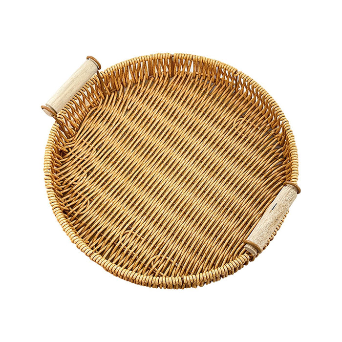 Woven Serving Tray Round Decorative Fruit Basket for Restaurant Party Picnic S