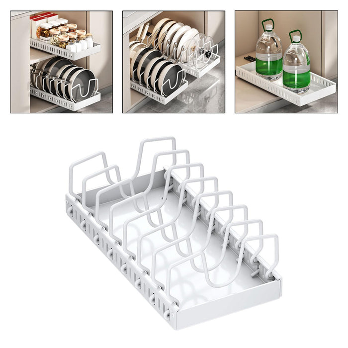 Pull Out Pot Rack Solid Cookware Storage Rack for Countertop Home Use Pantry Medium