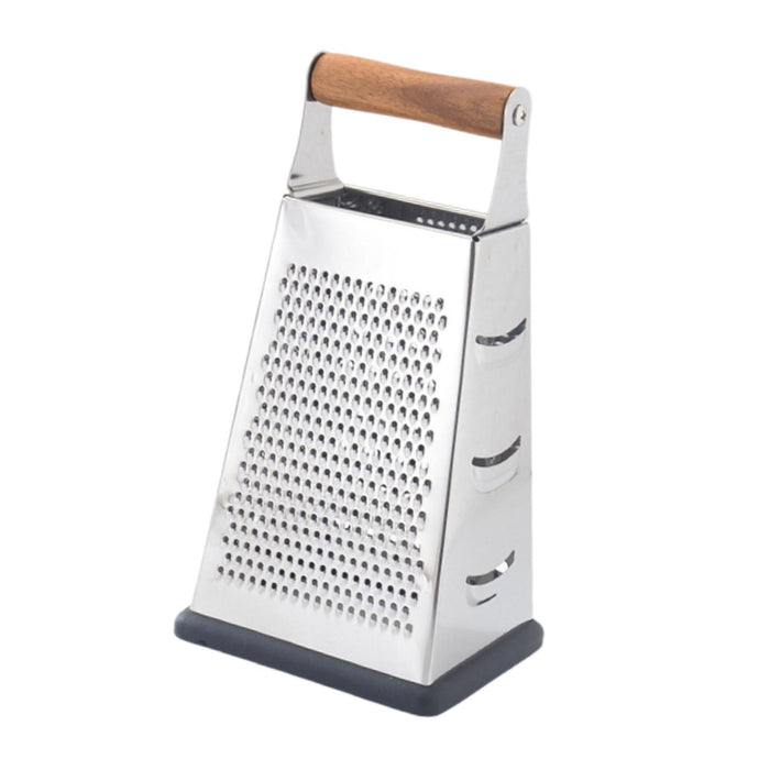 4 Sided Stainless Steel Box Grater Food Shredder for Cucumbers Cheese Ginger Wood Handle