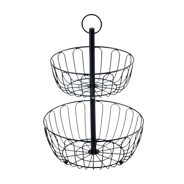 Iron 2 Tier Fruit Basket Stand Fruit Holder for Living Room Bathroom