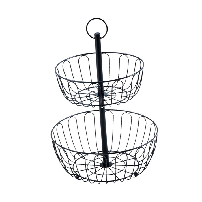 Iron 2 Tier Fruit Basket Stand Fruit Holder for Living Room Bathroom