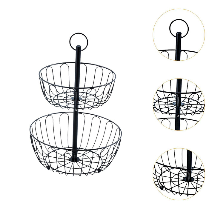 Iron 2 Tier Fruit Basket Stand Fruit Holder for Living Room Bathroom