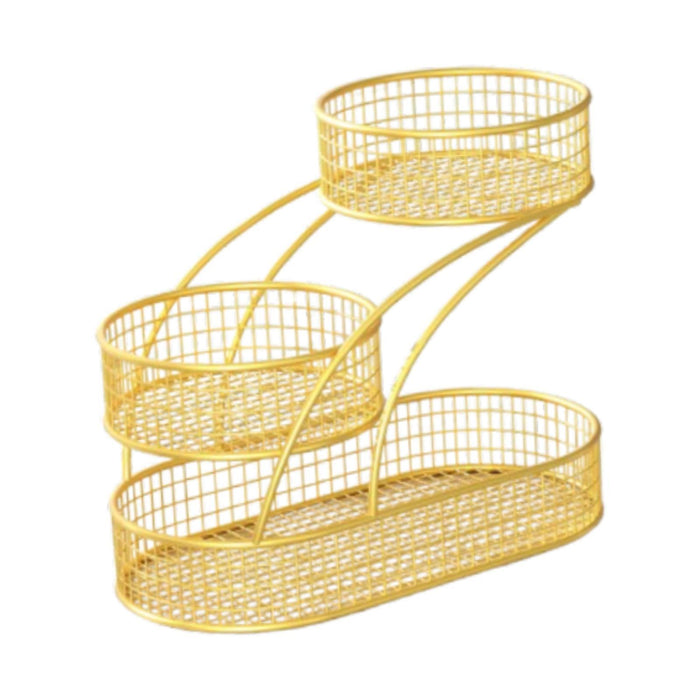 3 Layer Fruit Basket Multiuse Kitchen Countertop Rack for Bread Potato Onion gold