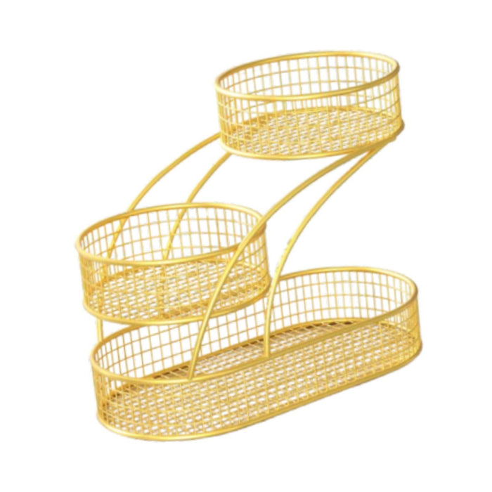 3 Layer Fruit Basket Multiuse Kitchen Countertop Rack for Bread Potato Onion gold