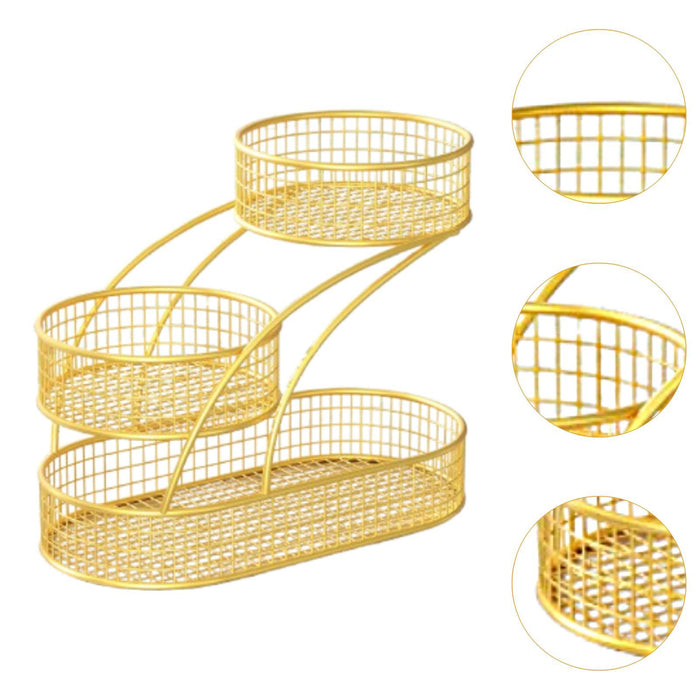 3 Layer Fruit Basket Multiuse Kitchen Countertop Rack for Bread Potato Onion gold