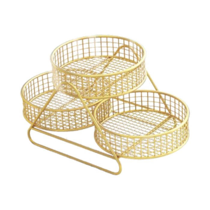 Iron Fruit Basket Space Saver Vegetables Storage Rack for Home Kitchen Bread Gold