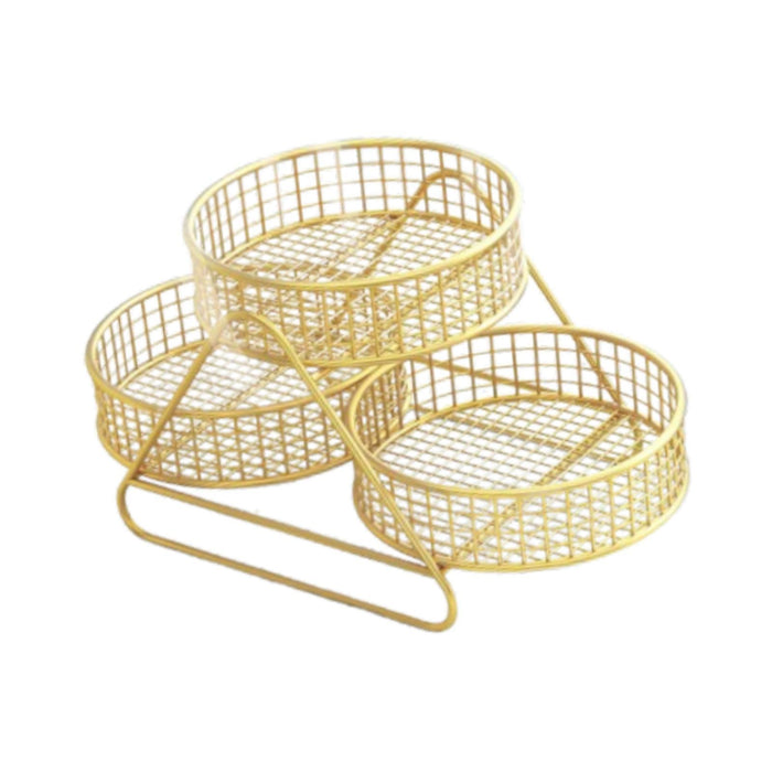 Iron Fruit Basket Space Saver Vegetables Storage Rack for Home Kitchen Bread Gold