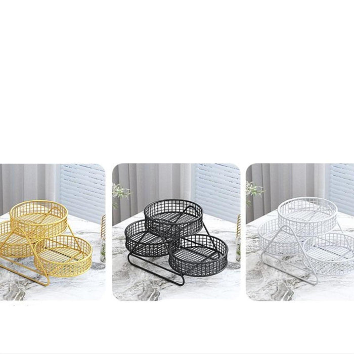 Iron Fruit Basket Space Saver Vegetables Storage Rack for Home Kitchen Bread Gold