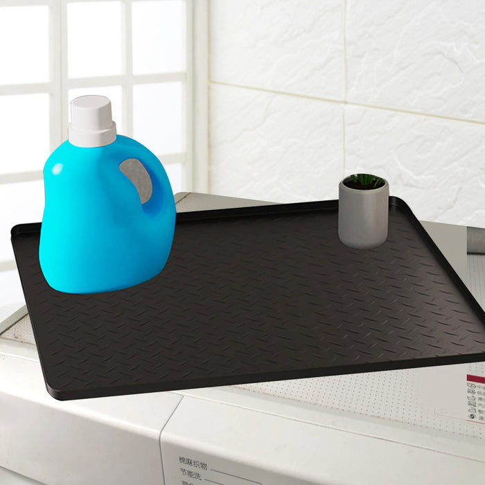 Washing Machine Cover Protector Pad 65x65cm for Laundry Kitchen Refrigerator Black