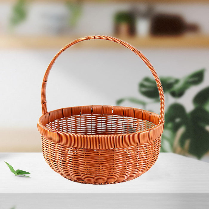 Imitation Rattan Picnic Basket Hand Woven Basket for Fruit Harvesting