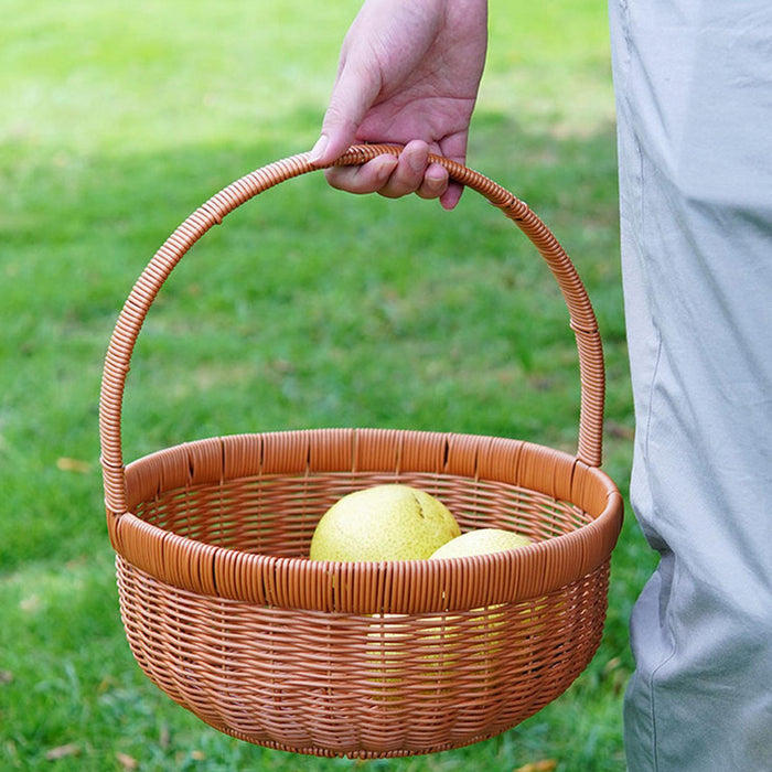 Imitation Rattan Picnic Basket Hand Woven Basket for Fruit Harvesting