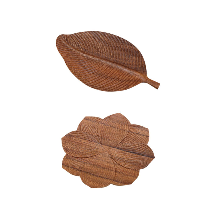 Wooden Serving Tray Coffee Tea Platter for Dessert Display Snacks Home Decor Leaf