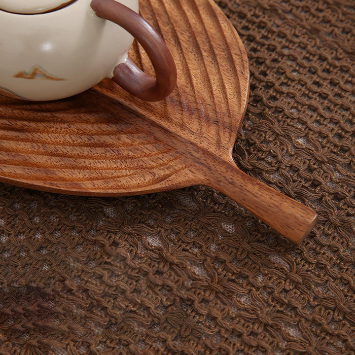 Wooden Serving Tray Coffee Tea Platter for Dessert Display Snacks Home Decor Leaf