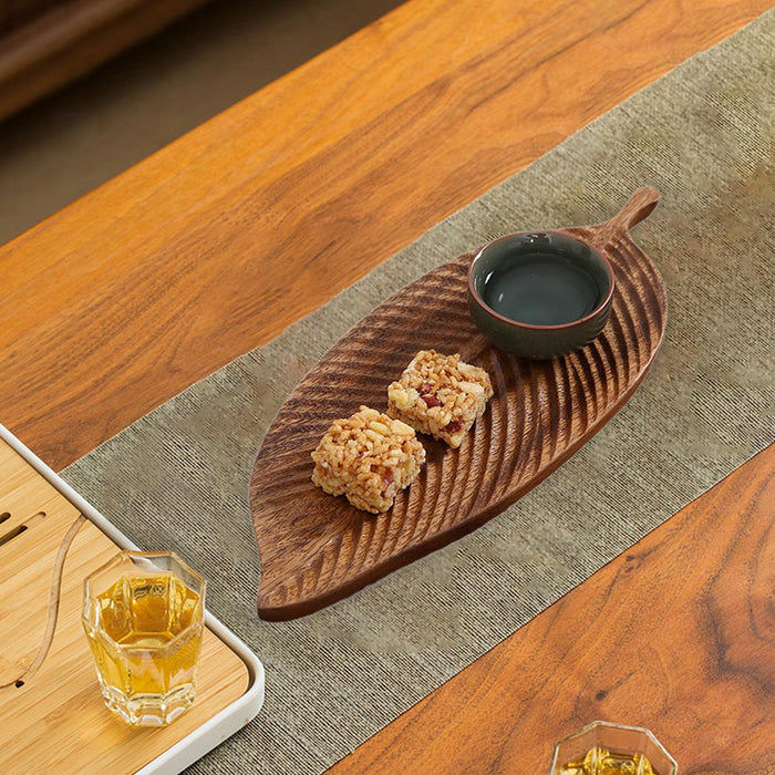 Wooden Serving Tray Coffee Tea Platter for Dessert Display Snacks Home Decor Leaf