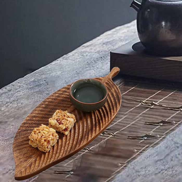 Wooden Serving Tray Coffee Tea Platter for Dessert Display Snacks Home Decor Leaf